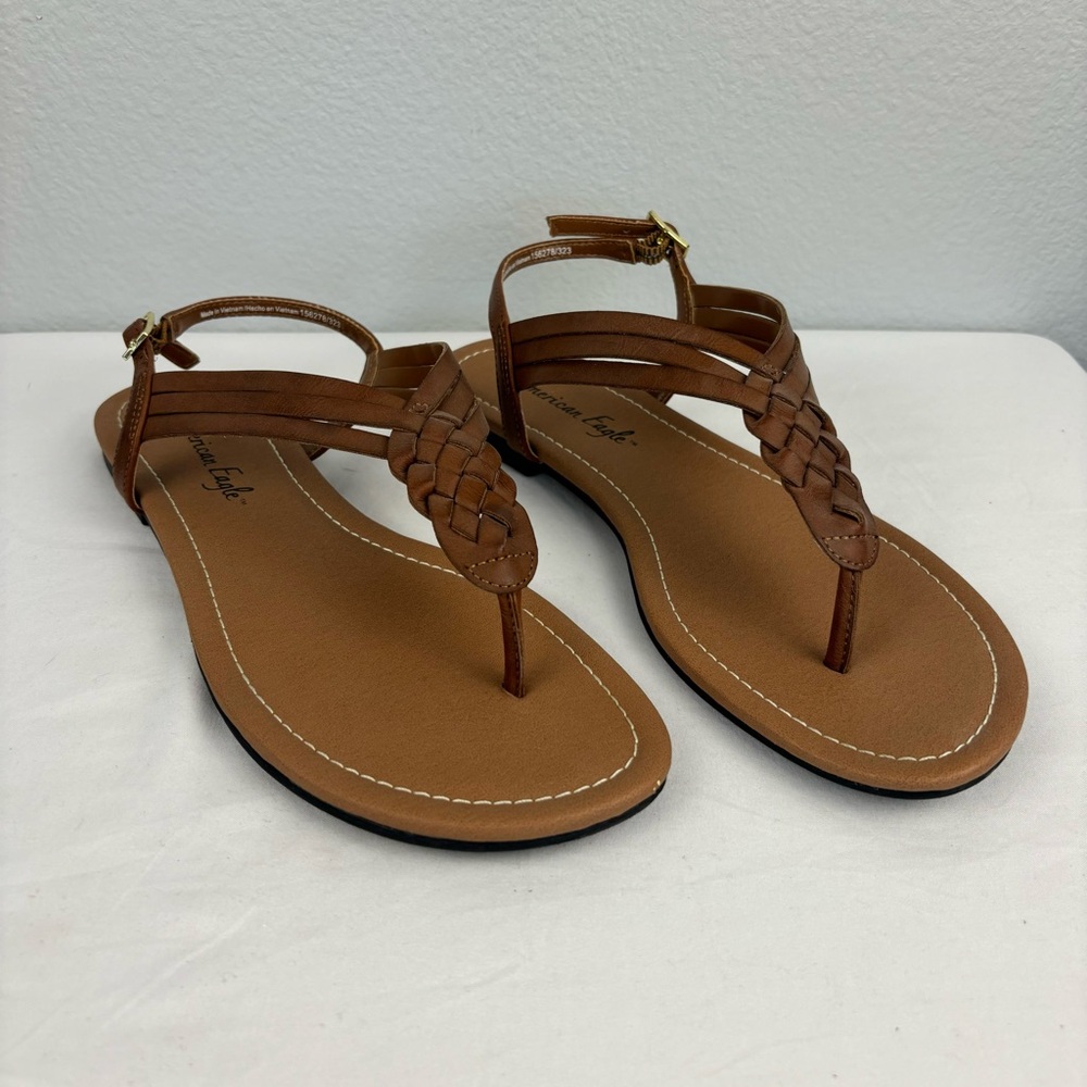 American Eagle Paprika Braided Thong Sandals